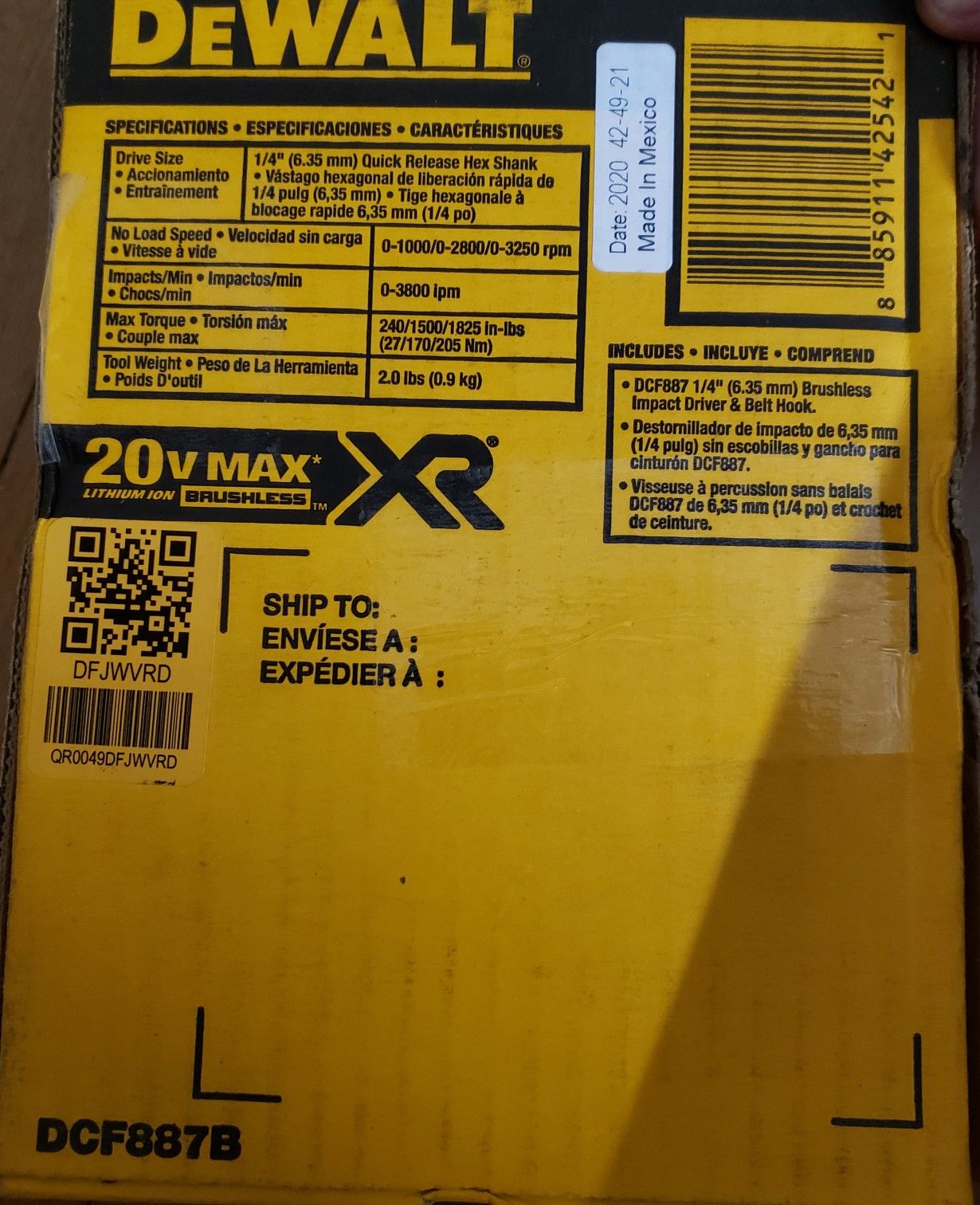 Dewalt 1/4" impact driver