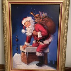Santa Coming Down The Chimney Wall Picture