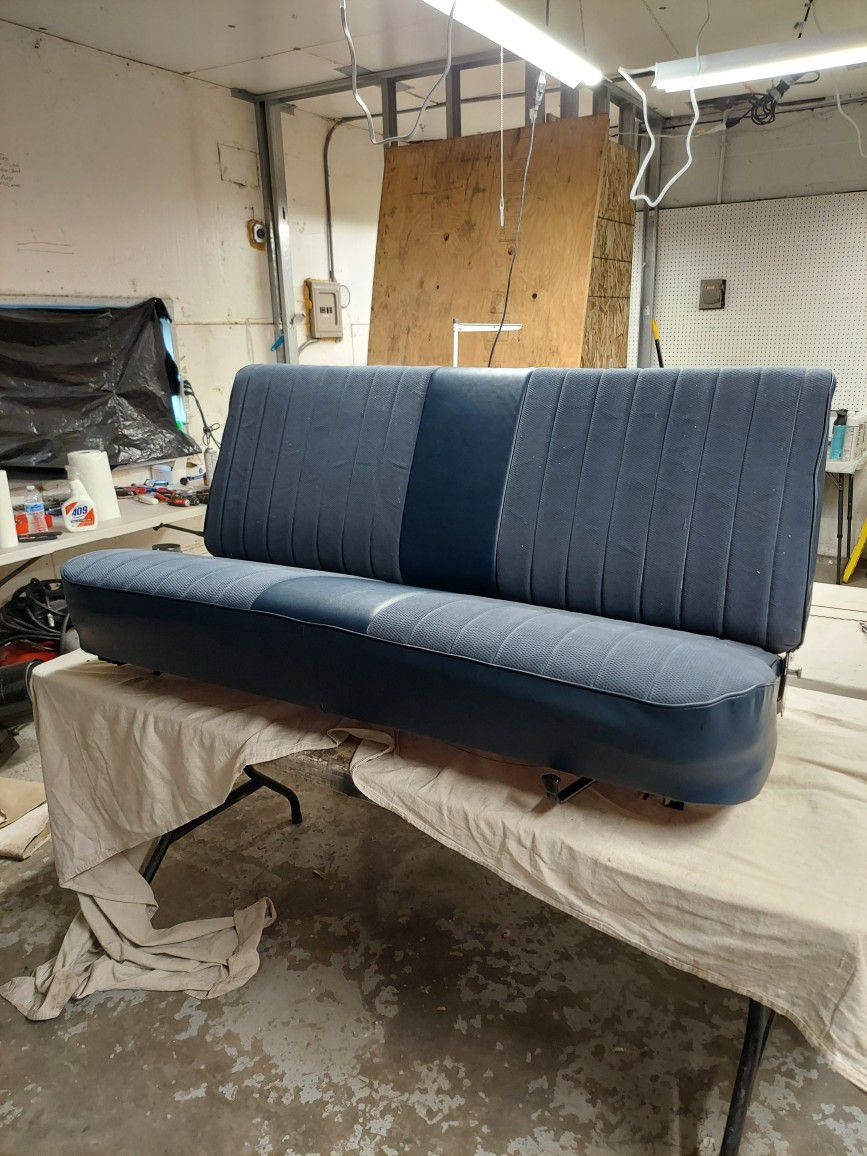 Reupholsterd Chevy Full-size Truck Seat Blue 600 With  Core