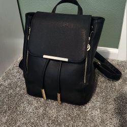 Cute Black Faux Leather Mini Backpack Purse