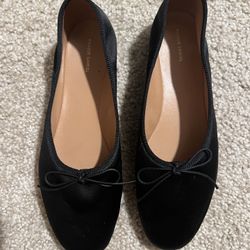 Mansur Gavriel Dream Ballerina Flat in Black Satin size 7.5