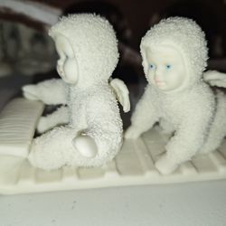 Department 56 Snowbabies Two Babies On A Sled Figurine A61F050
