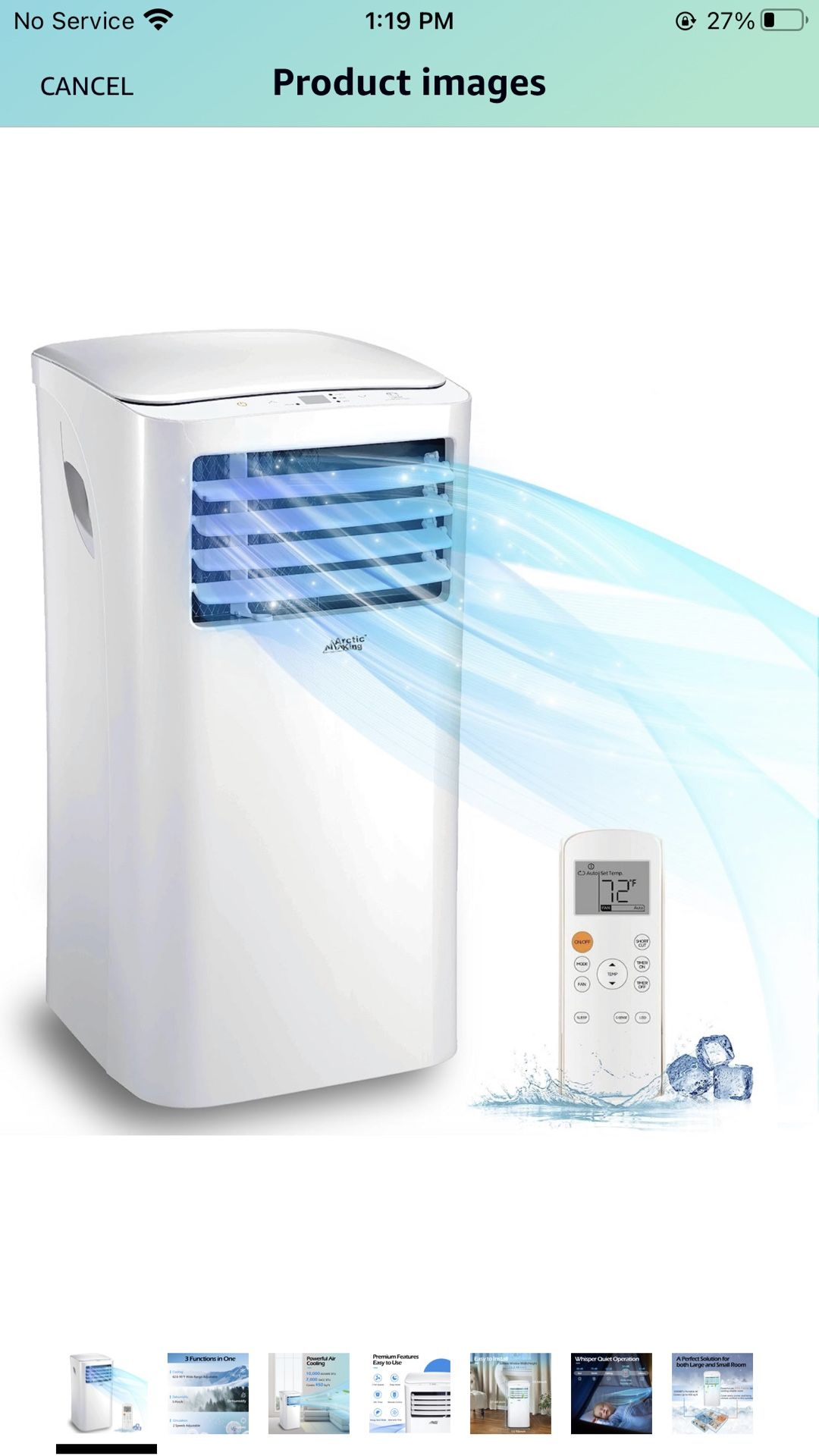 Arctic King 10,000 BTU Portable Air Conditioner, Cools up to 450  with Built in Dehumidifier/Fan Function, 24H Timer, Remote Control, for  House,