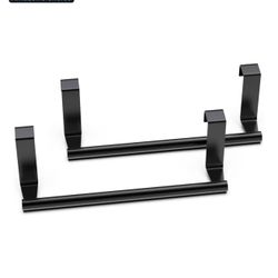 Black over cabinet towel bar 2 pack for kitchen