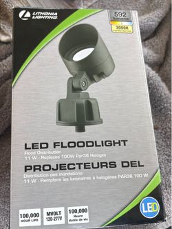 Lithonia Lighting OLB F 8 30K DDB M6 LED Bullet Flood Light, 3000K, 10.5 watts, 592 Lumens, Black