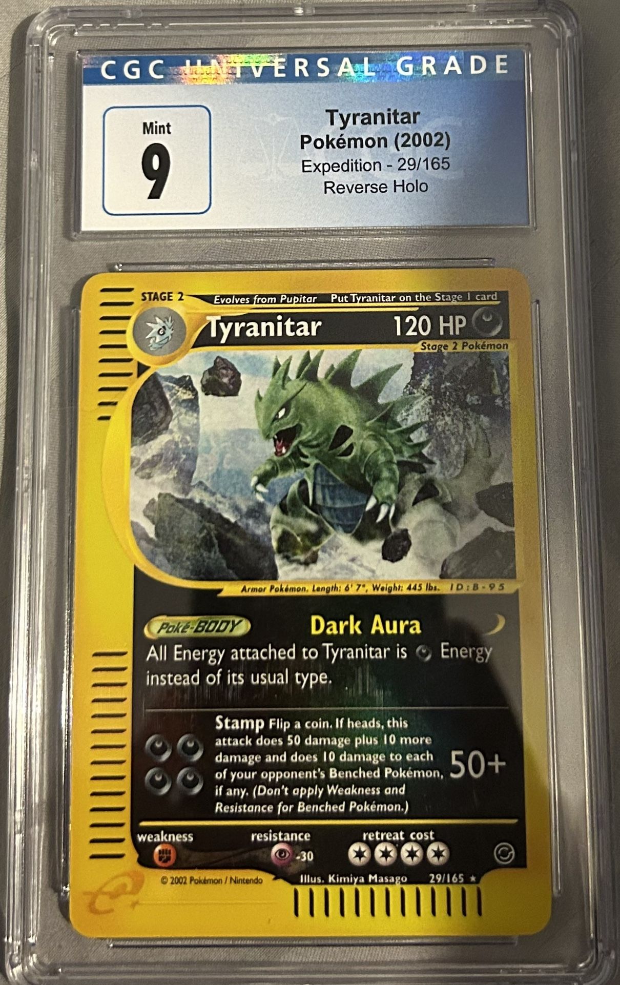 2002 Pokemon Expedition Reverse Holo Tyranitar #29 CGC 9 MINT