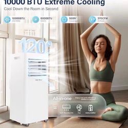 Portable Air Conditioners 8000 BTU,Quiet Portable AC Units for Rooms 3-IN-1 Cools Up to 500 Sq.Ft with Dehumidifier,Fan,Remote Control,24H Timer,Sleep