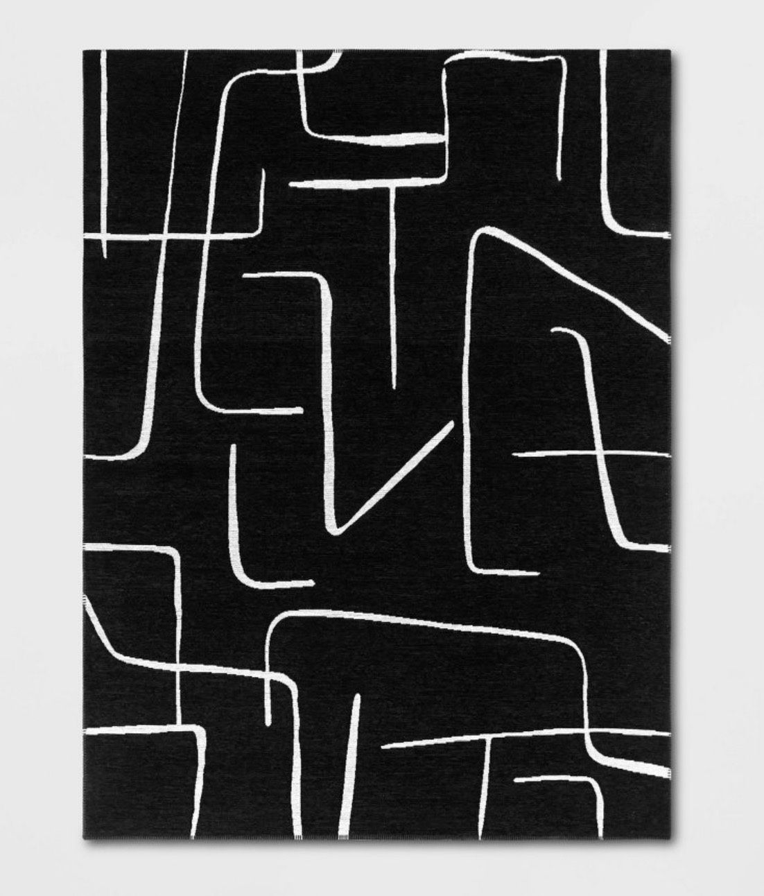 7'10"x10' Abstract Lines Indoor/ Outdoor Area Rug Black