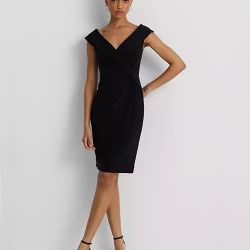 Ralph Lauren SZ 12  New Black Twist Front Sheath Dress