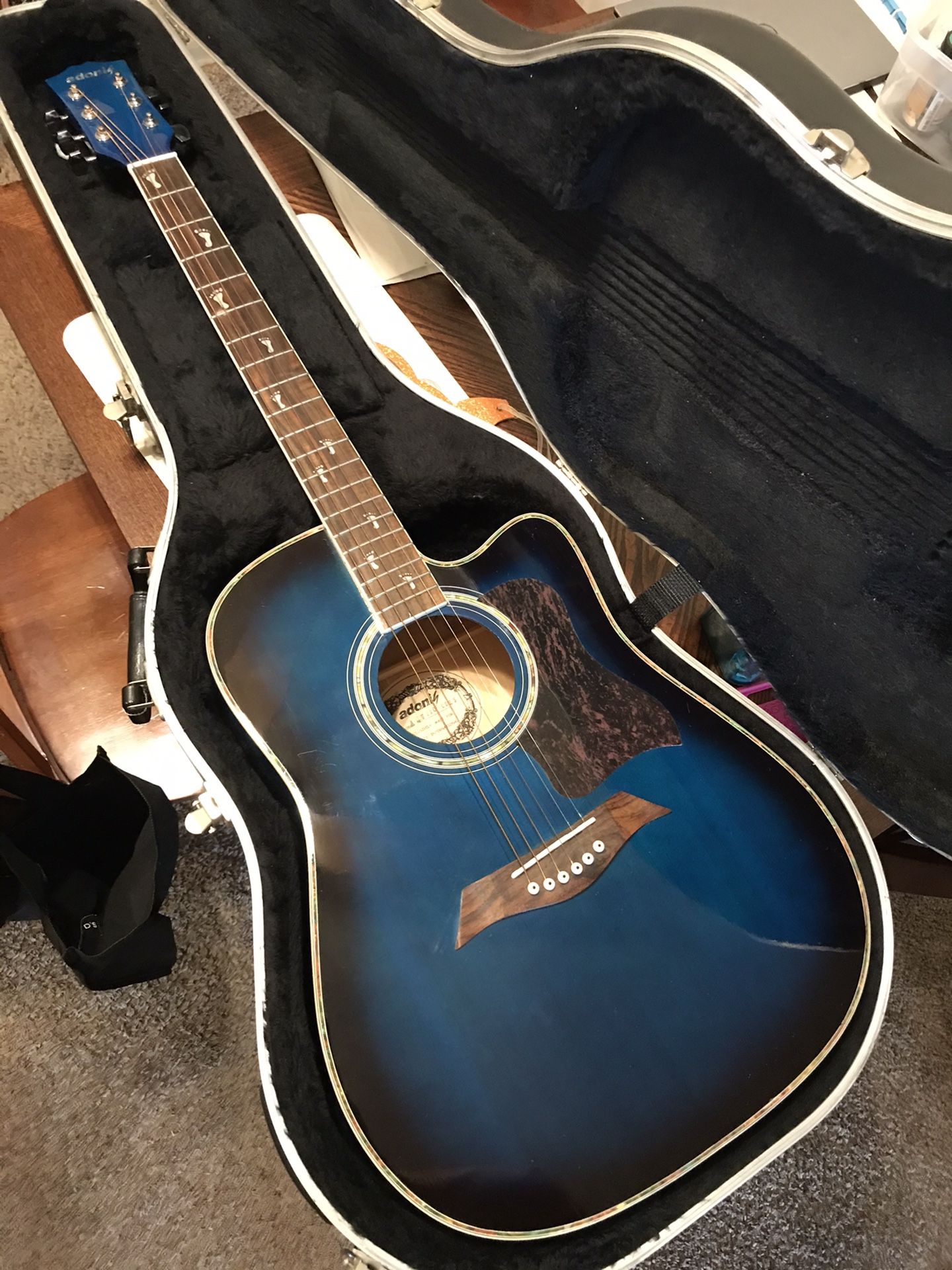 Beautiful 1998 Adonis Acoustic Guitar with hard case.