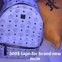 Mcm Backpack (Authentic) New White And Black Colorway