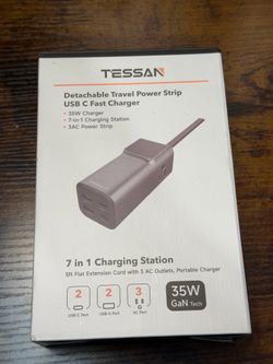 TESSAN 7-in-1 Travel Power Strip USB-C Fast Charger 35W GaN