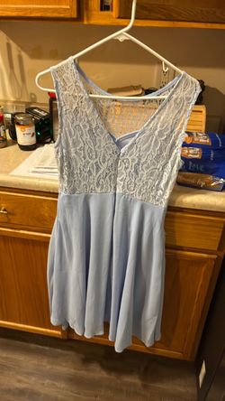 shoulder straps Long light blue dress 2 inch shoulder straps