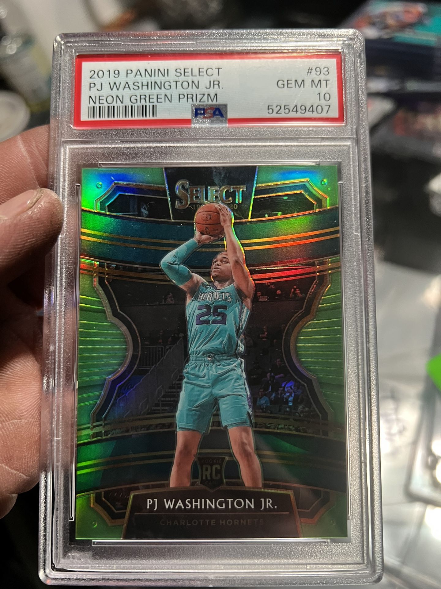 2019 Panini Select Pj Washington Jr Neon Green Prism PSA gem Mt 10