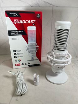 HyperX QuadCast S USB Microphone – White – With Shock Mount (A1G010586)