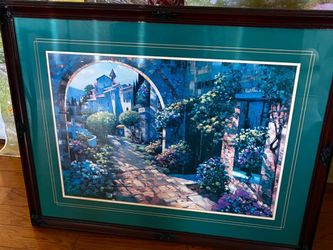 Elegant Glass framed Art print Beyond the Garden Wall