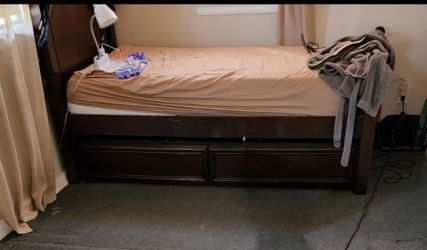 Dark Brown trundle wooden bed