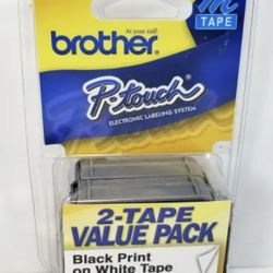 Brother M2312PK Label-Making Tape M 12mm (0.47") x 8.0 m (26.2 ft), Black on Whi