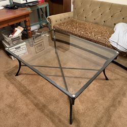 Glass Top Coffee Table with Metal Frame