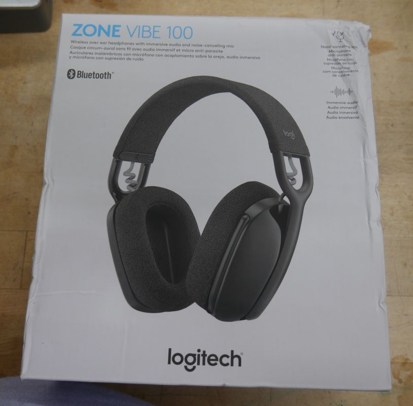 Logitech Zone Vibe 100 Lightweight Wireless Over Ear Headphones with Noise