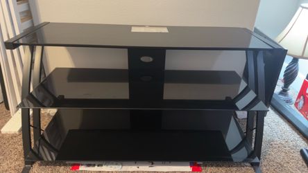 TV stand - Black 3 Tier Shelves Tempered Glass