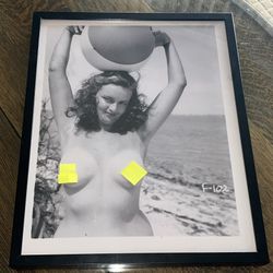 Excellent Beach Vibes Framed 1950s Pinup Photo Vintage Charm