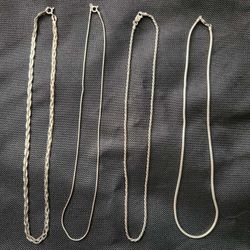 4- 16" Silver Chain Set