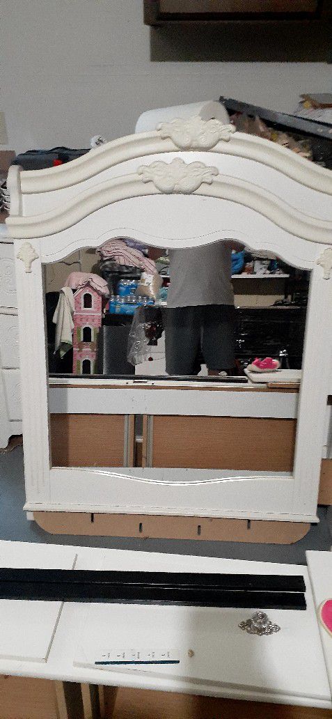 White Dresser & Headboard (Includes Bottom Bed Drawers)  