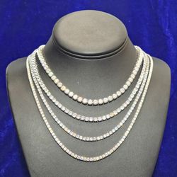 Silver Moissanite Tennis Chains 