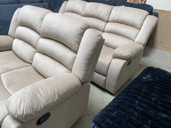 RECLINING SOFA AND LOVE SEAT 4 recliners Beige $899 (msrp $1,699) pick up can deliver
