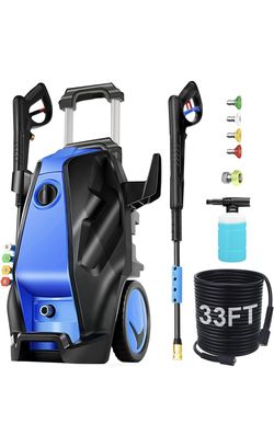 Pressure Cleaner 5000PSI Max 4.0GPM with 33FT Hose, 4 Quick Connect Nozzles, Foam Cannon, Blue