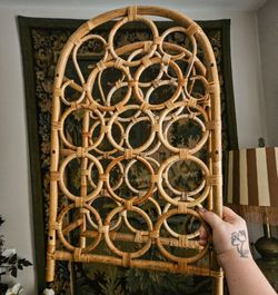 Vintage Rattan Arched 12 Slot Wine Rack