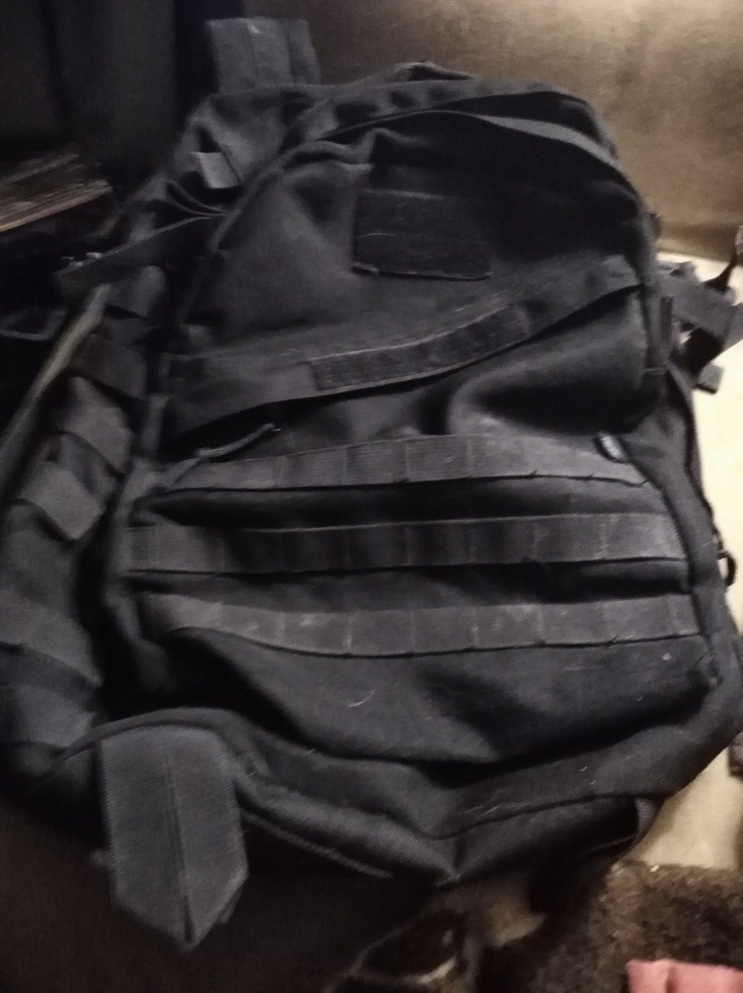 Black tactical military backpack