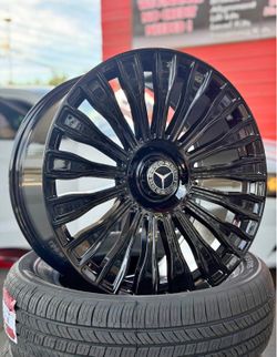 NEW 20” MERCEDES BENZ WHEELS GLOSS BLK MAYBACH STYLE RIMS + NEW TIRES 5x112 AMG WHEEL & TIRE PACKAGE