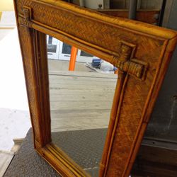Vintage Rattan Mirror 
