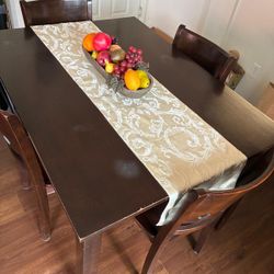 Vintage Hardwood Dining Table With Chairs Included