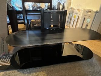 BELL’O Black Glass TV Stand with Lower Shelf