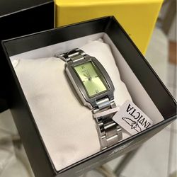 Invicta Women’s Wristwatch Rectangle Green Dial Diamond Markers Steel in Box