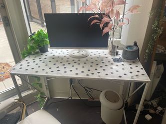 Modern White & Gold Desk + Chair Setup