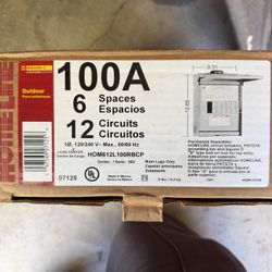 100a Square D 6 Space Panel New