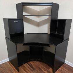 Black Corner Computer Desk with Hutch & Storage