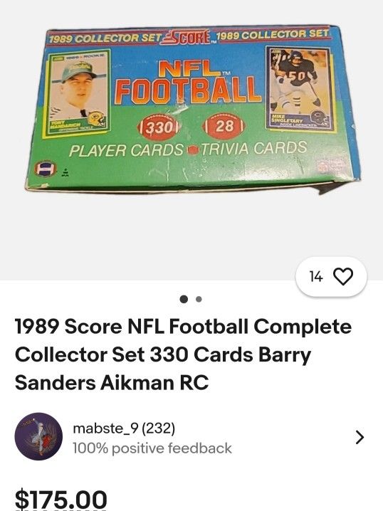 1989 Score NFL Football Complete Collector Set 330 Cards Barry Sanders Aikman RC