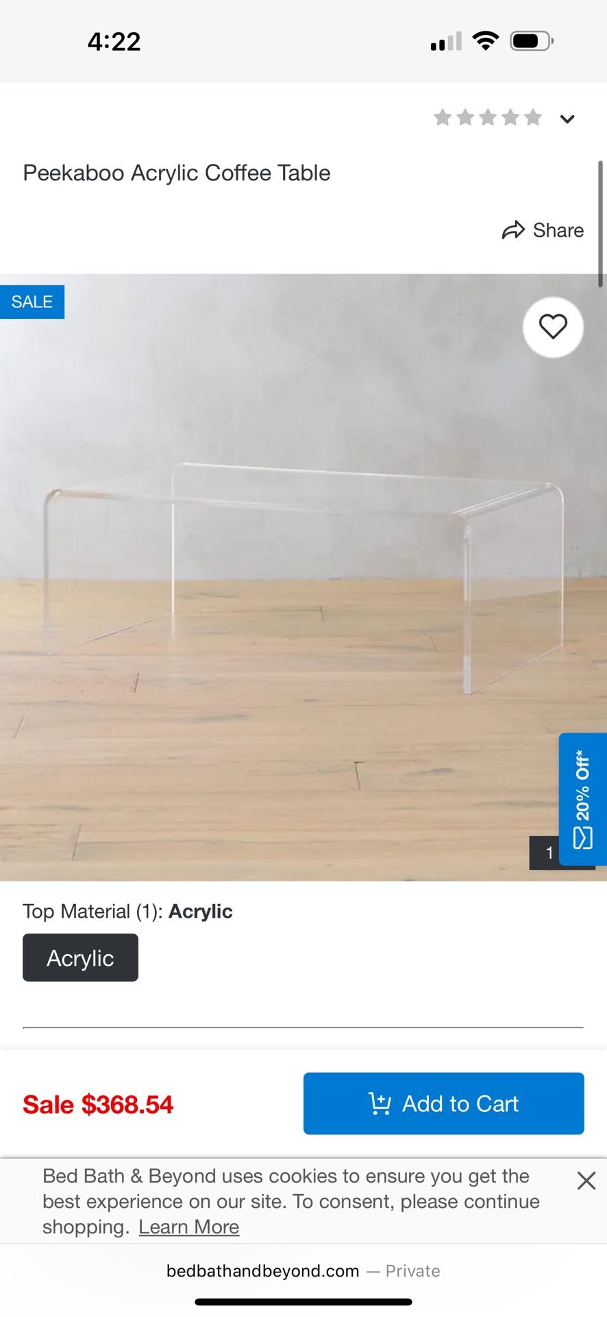 CB2 Peekaboo Acrylic Coffee Table