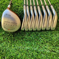 TaylorMade Burner SuperSteel Iron Set 2–9 (Stiff Rifle)+ Matching Burner Driver (Bubble Shaft)