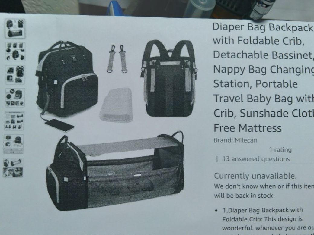 Baby Daiper Bag , Bed