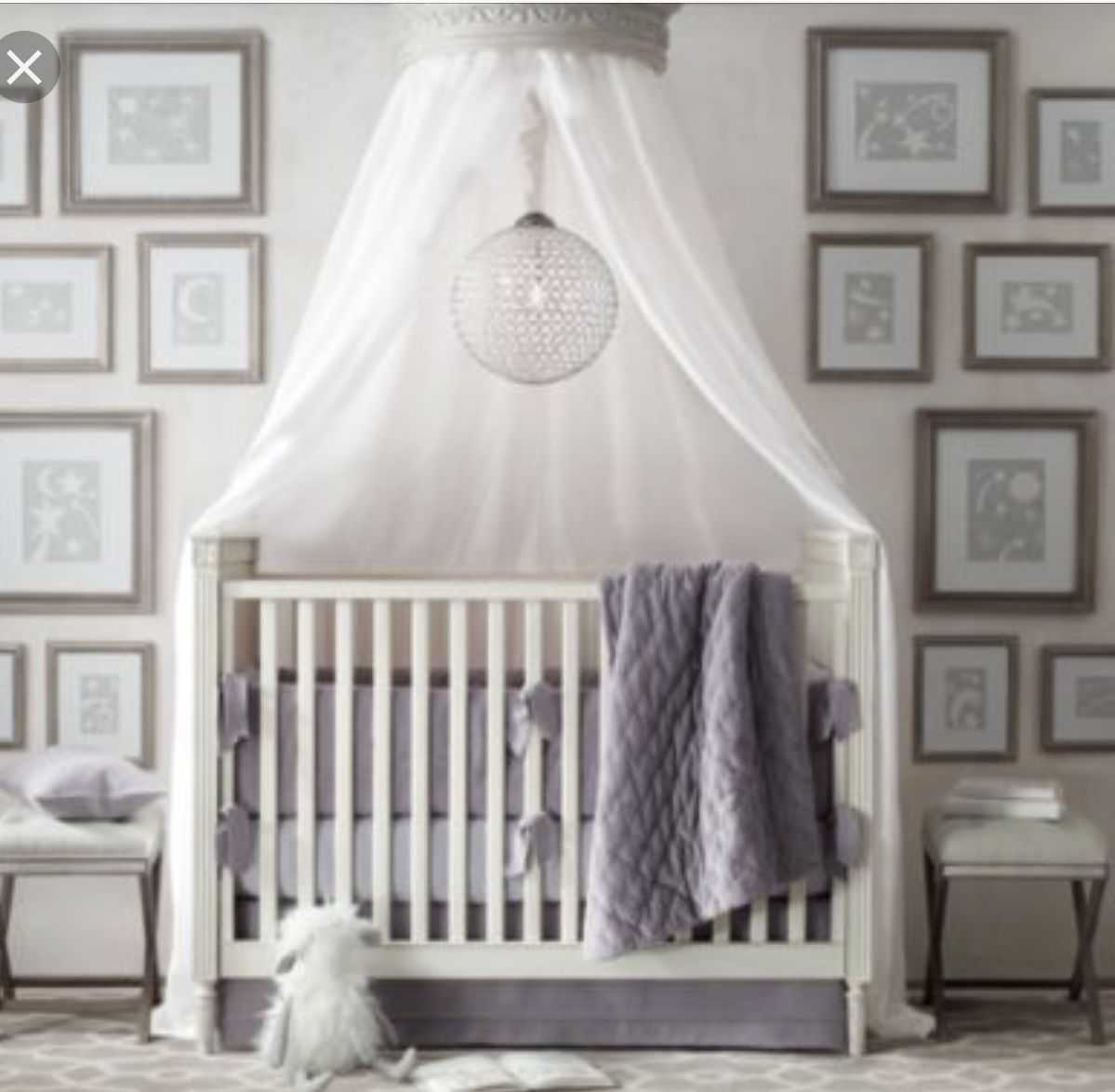 Restoration Hardware RH HEIRLOOM WHITE DEMILUNE CARVED WOOD CANOPY BED CROWN (no linens)