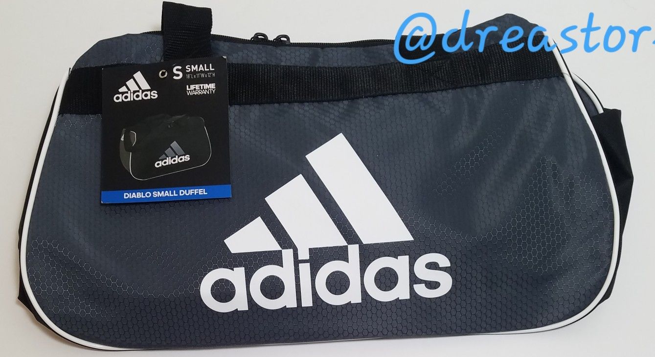 Adidas Small Diablo Duffle Bag Black Adjustable Shoulder Strap Grey White New