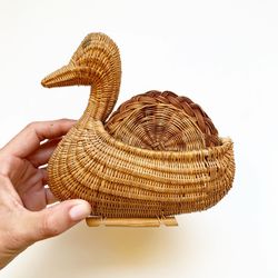 Wicker duck coaster set
