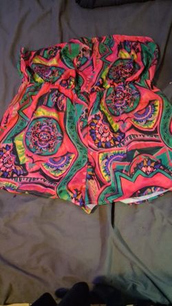 Women's multicolored strapless short romper size 2x