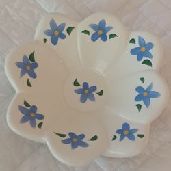 PAPEL GIFTWARE Ceramic " FORGET ME KNOTS" FLOWERS CANDLE HOLDER DISH